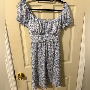 Ditsy Floral Puff-Sleeve Mini Dress